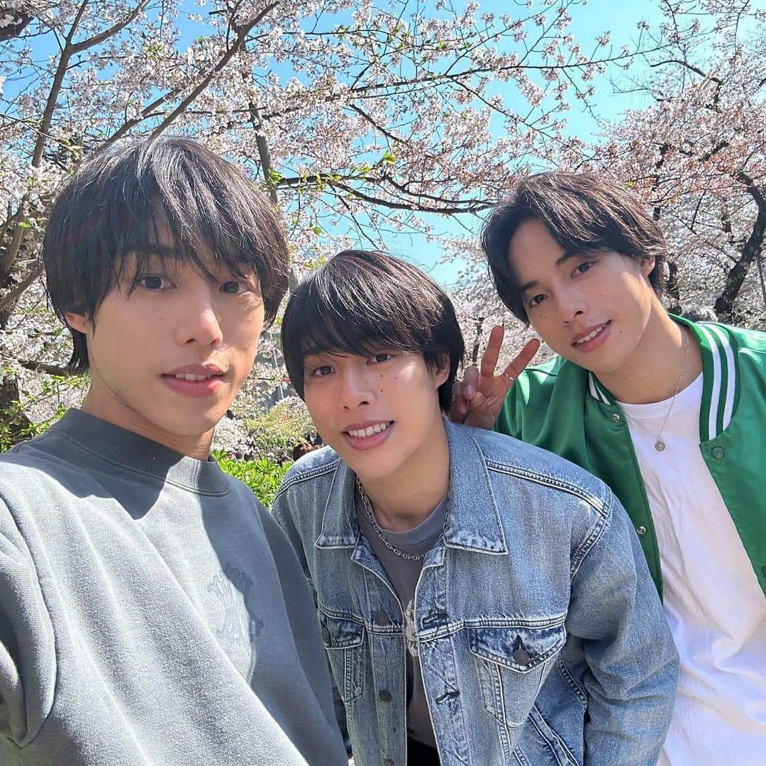 のインスタグラム：「今日は3人でお花見に行ってきました🌸 まだ咲いててよかったー！😂 YouTubeも撮影したので皆さん楽しみにしててね🍡  #佐藤三兄弟 #一卵性 #三つ子 #桜 #春 #上野公園 #東京 #春 #spring #cherryblossom #triplets #fashion #tokyo #japan」