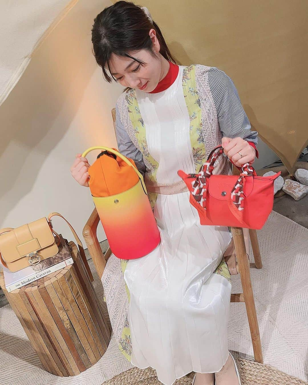 逢月あかりさんのインスタグラム写真 - (逢月あかりInstagram)「@longchamp の グランピングをテーマにしたイベントに参加してきました✨  春らしい新作の柄も可愛かった💐  one-piece @adelly.tokyo  #ロンシャン#longchamp  #longchampSS23#longchampglamping #展示会 #グランピング#2023ss#95期」3月30日 18時47分 - akari.ouzuki