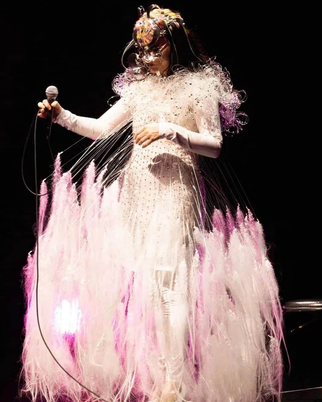 河野富広さんのインスタグラム写真 - (河野富広Instagram)「Fancy Creatures exclusively made for @bjork Kobe concert .   I got inspired by Drosera it’s type of carnivorous plant .  I have them in my Paludarium tank . They catch little fly so my plants tank is always clean .  Also one of my favorite film naussicaa  of the valley if the wind .  This creature has these elements. Tomorrow will be last concert 🎶 I’m so excited 😆  #tomikonowig#tomihirokono#konomad#björk」3月30日 20時48分 - tomikono_wig