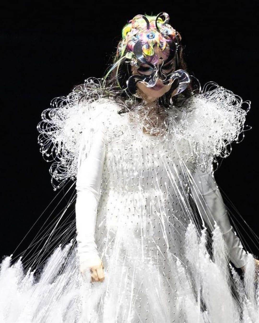 河野富広さんのインスタグラム写真 - (河野富広Instagram)「Fancy Creatures exclusively made for @bjork Kobe concert .   I got inspired by Drosera it’s type of carnivorous plant .  I have them in my Paludarium tank . They catch little fly so my plants tank is always clean .  Also one of my favorite film naussicaa  of the valley if the wind .  This creature has these elements. Tomorrow will be last concert 🎶 I’m so excited 😆  #tomikonowig#tomihirokono#konomad#björk」3月30日 20時48分 - tomikono_wig