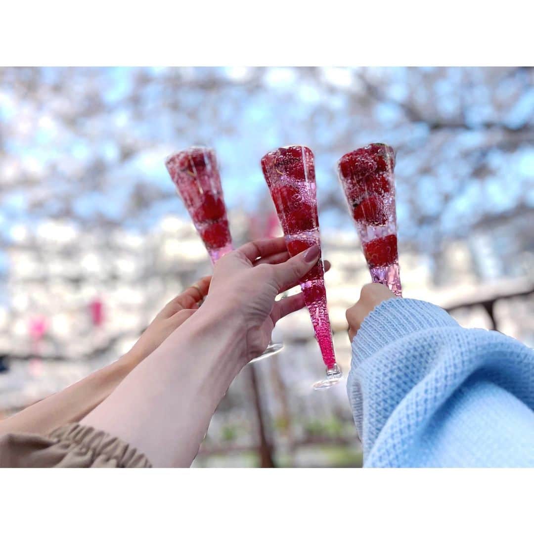 吉田綾乃クリスティーのインスタグラム：「🌸🍡 お花見行けた！！  風で散っていく花びらをキャッチしようと いっぱい掴んでみたけど 1枚も掴めなかった」