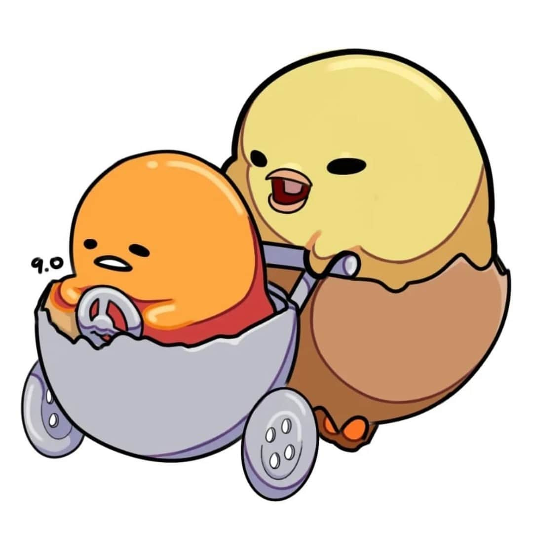 ぐでたまのインスタグラム：「going for a ride… 🐣 #gudetama fan art by @isa_art14」