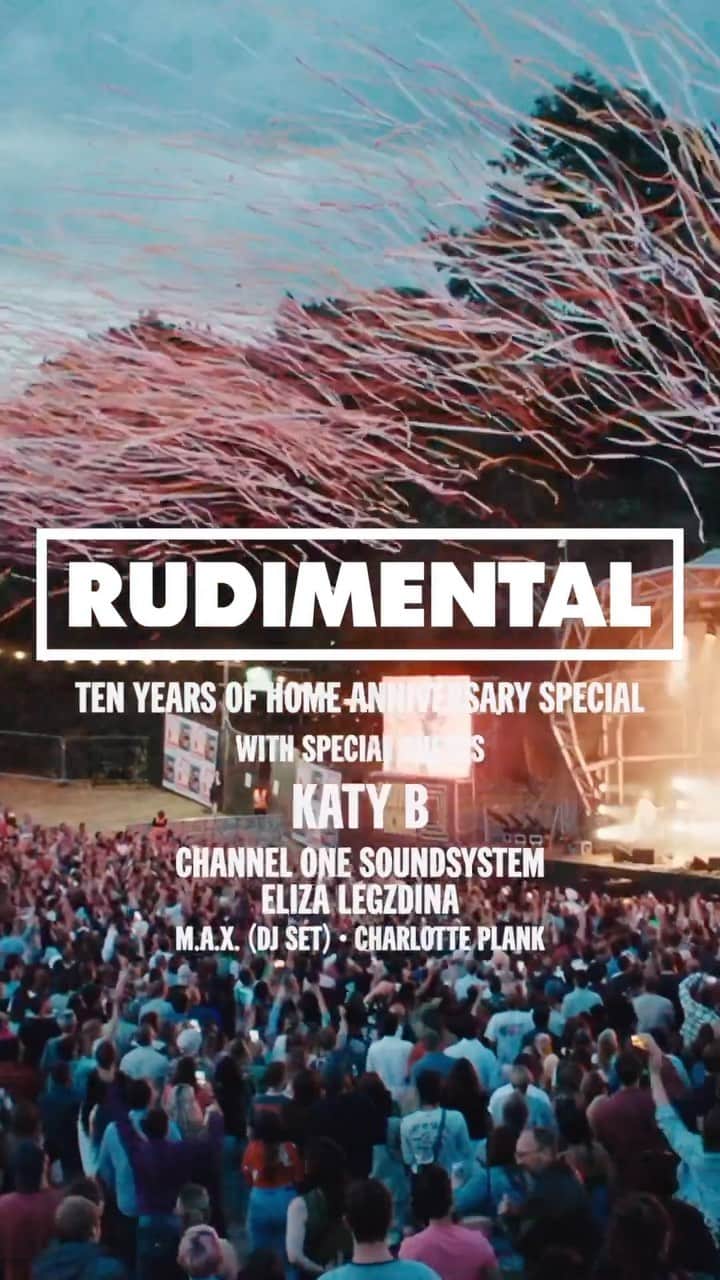 ルディメンタルのインスタグラム：「We are so excited to be celebrating 10 years of our debut album HOME with you all at our very special show on the 5th of August at Crystal Palace Bowl. We’ll be pulling out all the Rudi classics from Home, and some very special guests and familiar faces! It’s going to be a rave like no other!   Get your tickets now! Link is stories now 🫶  For a chance to win Golden Tickets to the show which include 2x VIP AAA passes. Pre-order our limited edition gold vinyl anniversary edition through our official store, winners will be selected at random! ❤️」
