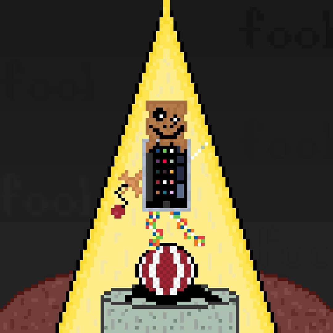 深澤大河のインスタグラム：「【本人】  『道化』  #ピクセルアート #pixelart  #ドット絵 #趣味 #道化 #fool」