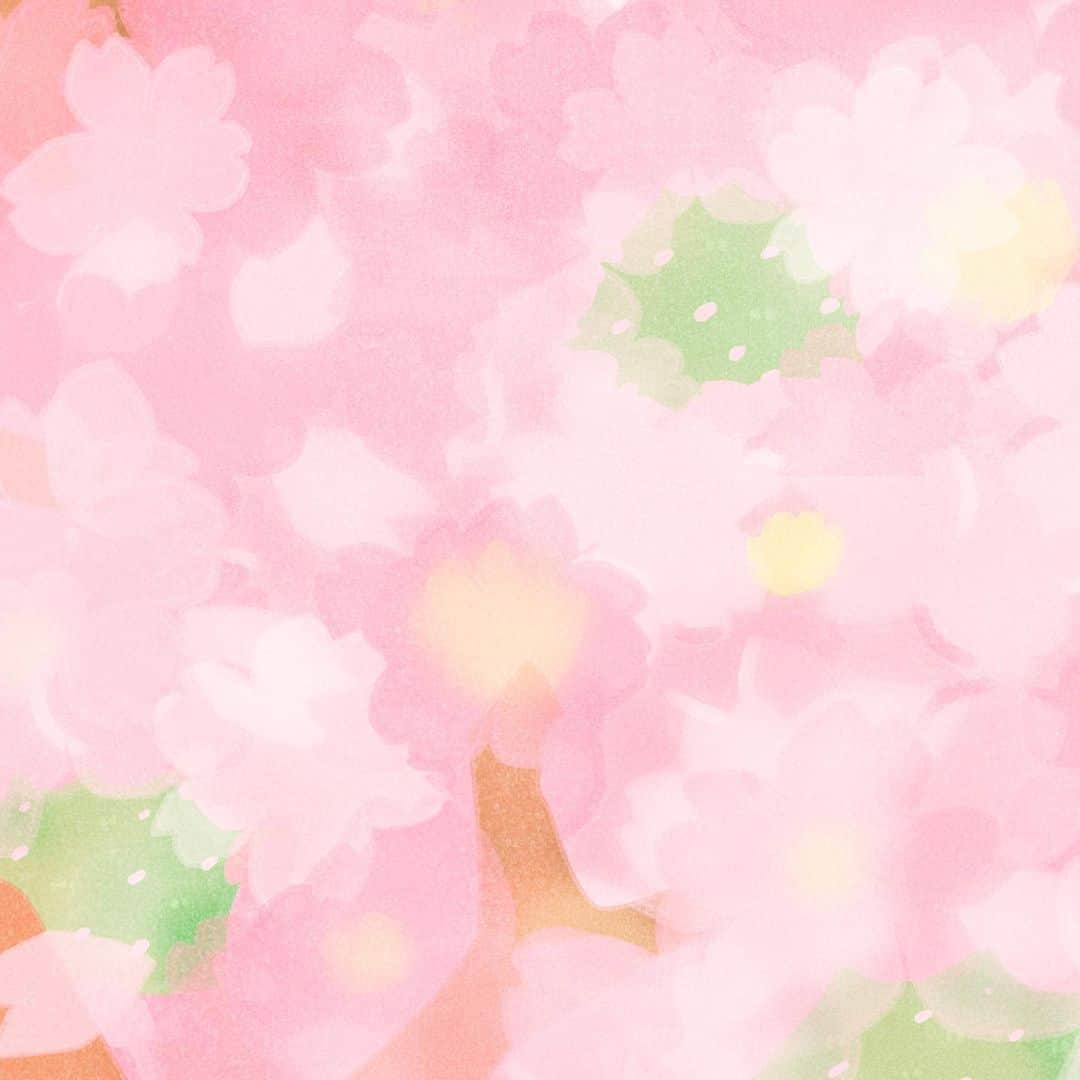 カナヘイのインスタグラム：「こちらが桜を見上げるとき □□□ ■□□  #4月壁紙 #Illustration #making #タイムラプス #メイキング #kanahei #卡娜赫拉 #卡娜赫拉的小動物 #カナヘイの小動物 #桜　#お花見」