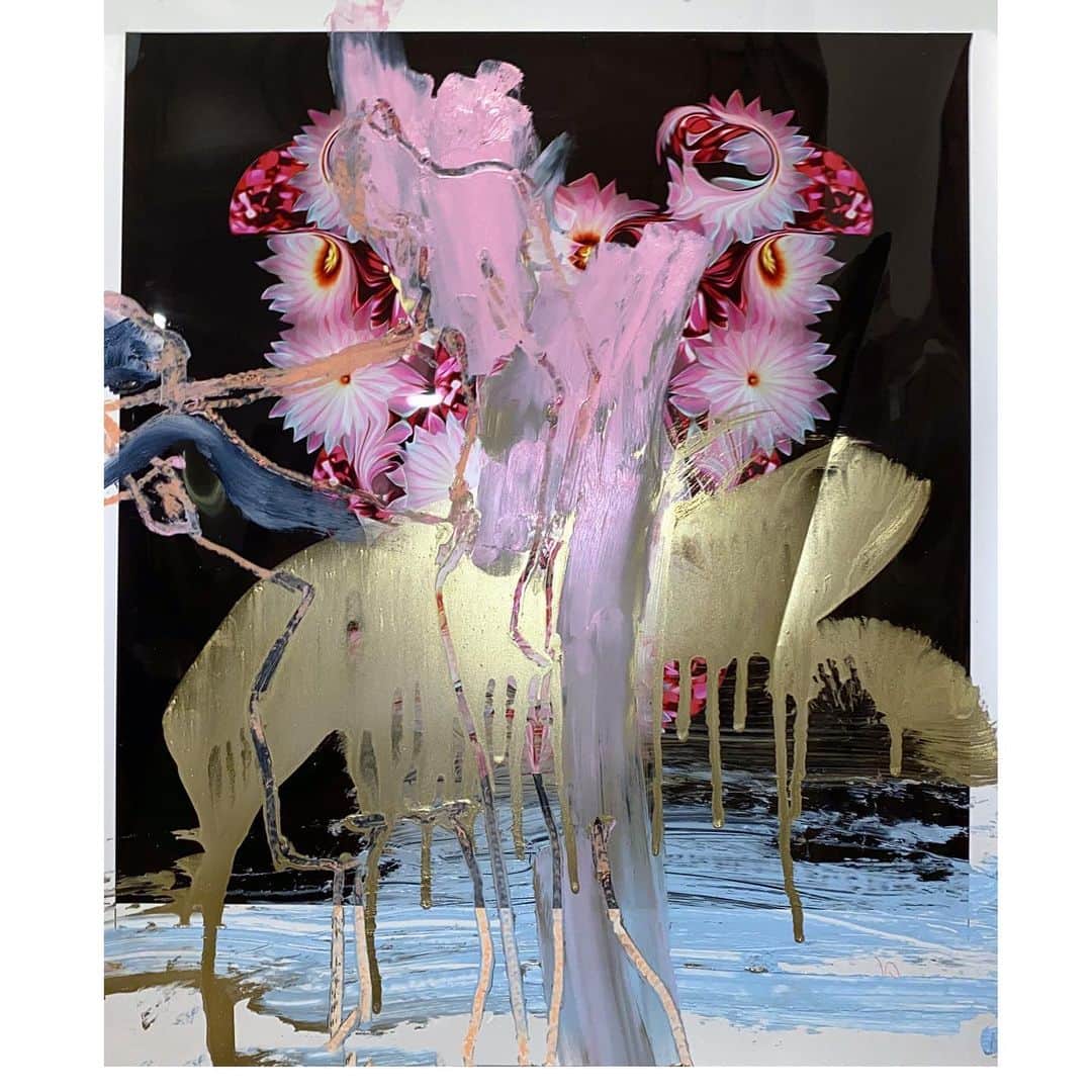 マイケルエンジェルのインスタグラム：「Pass the funeral mourners ,2023  oil on photographic paper. 18  x 25 inches」