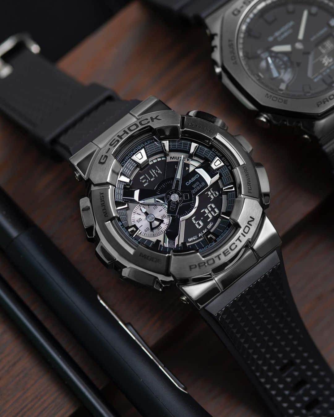 G-SHOCKのインスタグラム：「As sleek as they come, it’s BLACK ON BLACK with a black IP bezel and black Resin band.   ⌚: GM110BB-1A, GM2100BB-1A   #GSHOCK #GM110BB1A #GM2100BB1A #gshockwatch #BLACKONBLACK」