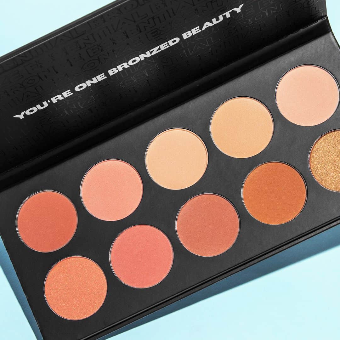 BH Cosmeticsのインスタグラム：「Soak up a sun-kissed look with our #restocked Essential Bronze - 10 Color Bronzer Palette ☀️❣️⁣⁣ ⁣⁣ ⚡ Universally-flattering array of deep berry to pinkish nude & light bronze hues⁣⁣ ⚡ Matte to shimmer finishes⁣⁣ ⚡ Buildable, blendable formula⁣⁣ ⁣⁣ #bhcosmetics」