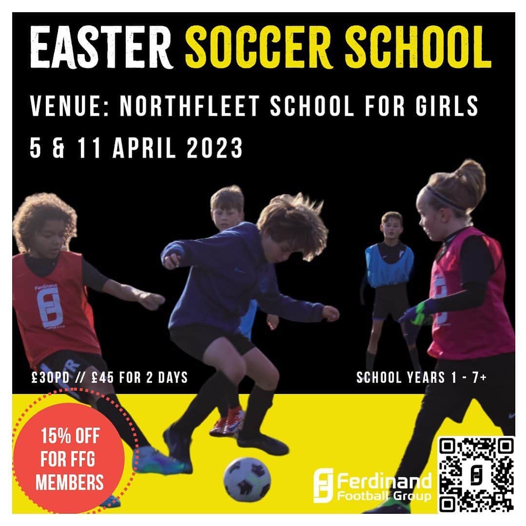 アントン・ファーディナンドのインスタグラム：「⚽️⚽️EASTER FOOTBALL AND FUTSAL CAMPS⚽️⚽️ Sign up NOW to our Easter Football camps on 5 and 11 April with @ferdinandfootballgravesham - starting next week!!  We can’t wait to see you there ⚽️ 🙌👏 I will be there on the 11th to say hello and get involved!!!」