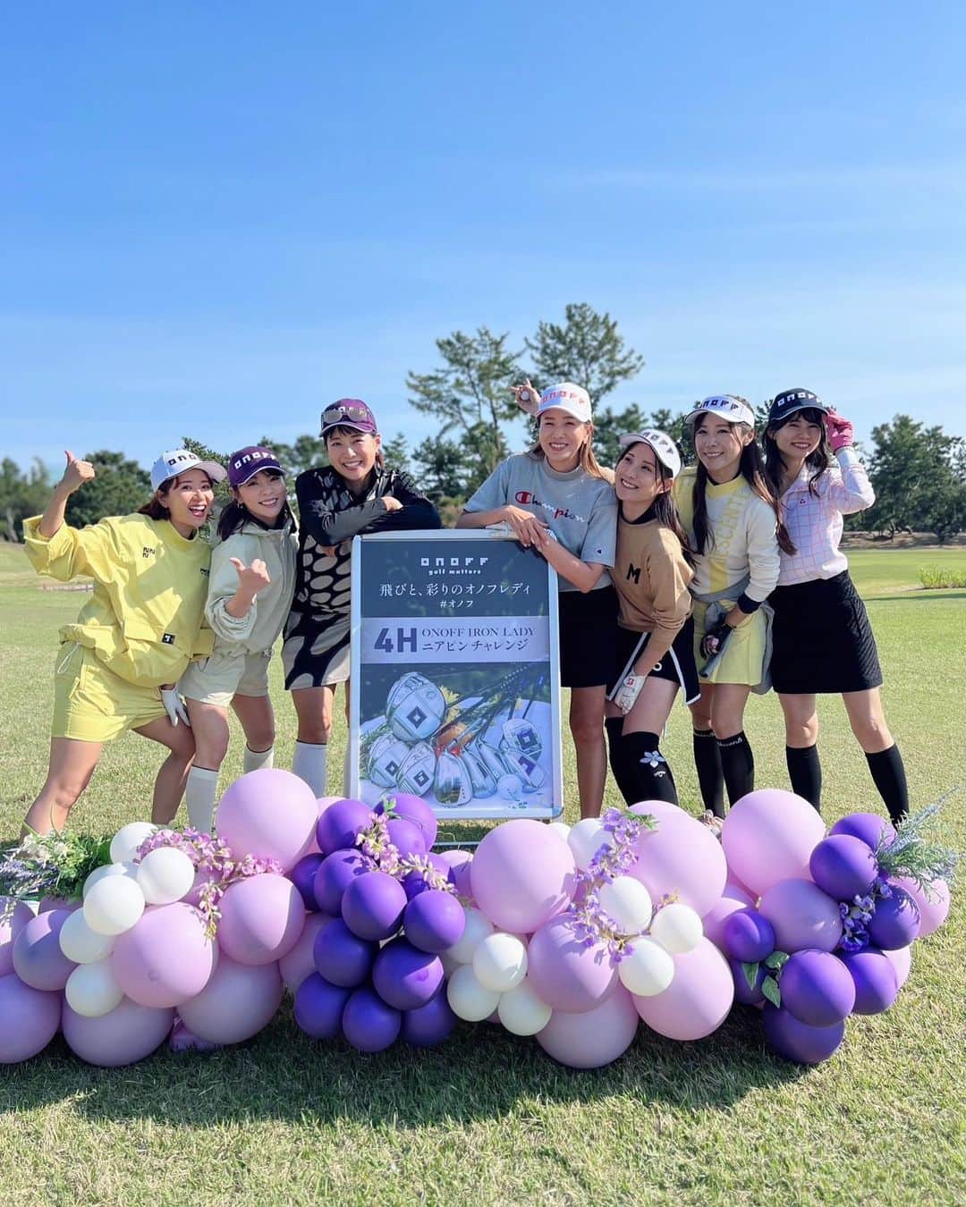 のインスタグラム：「先日はオノフレディ @club_onoff のイベントで @gdo.chigasakigolf へ⛳️🌊 オノフレディのクラブをお借りしてのニアピンチャレンジや飯島茜プロとドラゴン対決ホールあり！ 引いたカードの番手で飯島プロは打ってくれるので、カードがドライバーじゃなければ勝ち目はある！ということで、引いたのは9i🔥　@akaneiijima711  アイアンショット目の前で見られて感激です✨ (でも飯島プロのドライバーも見たかったです🥹🥹)  初めて打ったオノフレディ、ドライバーもアイアンも気持ちよく振れてめちゃ飛び🏌️‍♀️ お天気も最高！お友達もいっぱいいてとても楽しいラウンドイベントでした⛳️ #クラブオノフ#オノフレディ#clubonoff」