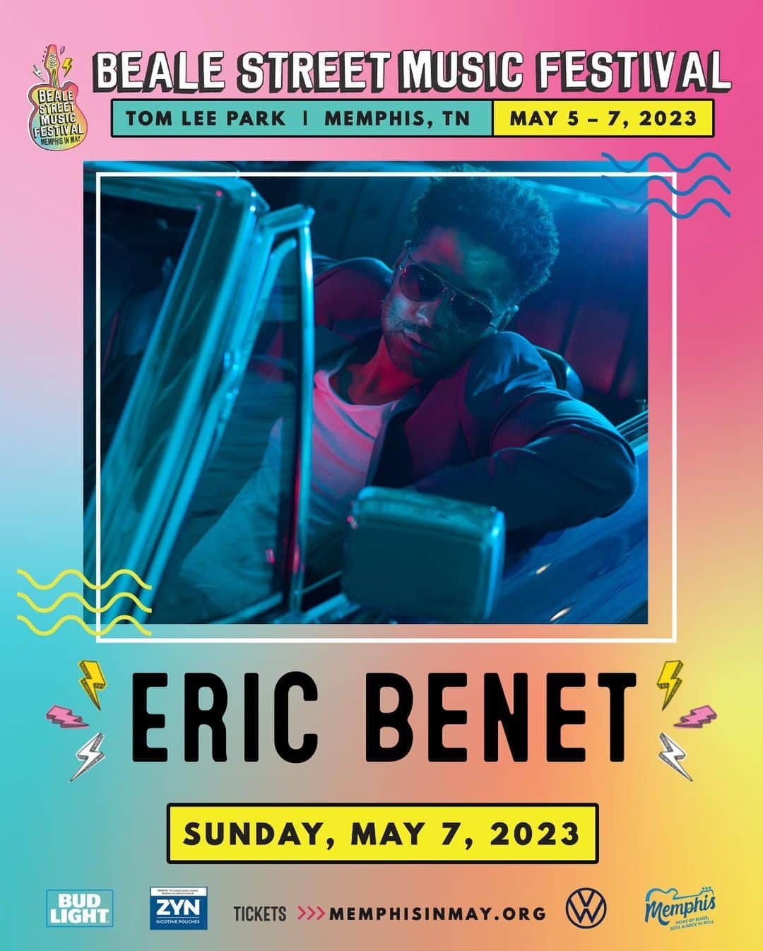 エリック・ベネイのインスタグラム：「Memphis! Catch me at @BealeStreetMusicFestival on Sunday May 7th. Get your tickets their website: memphisinmay.org/BSMF (link in my bio) #BSMF23」