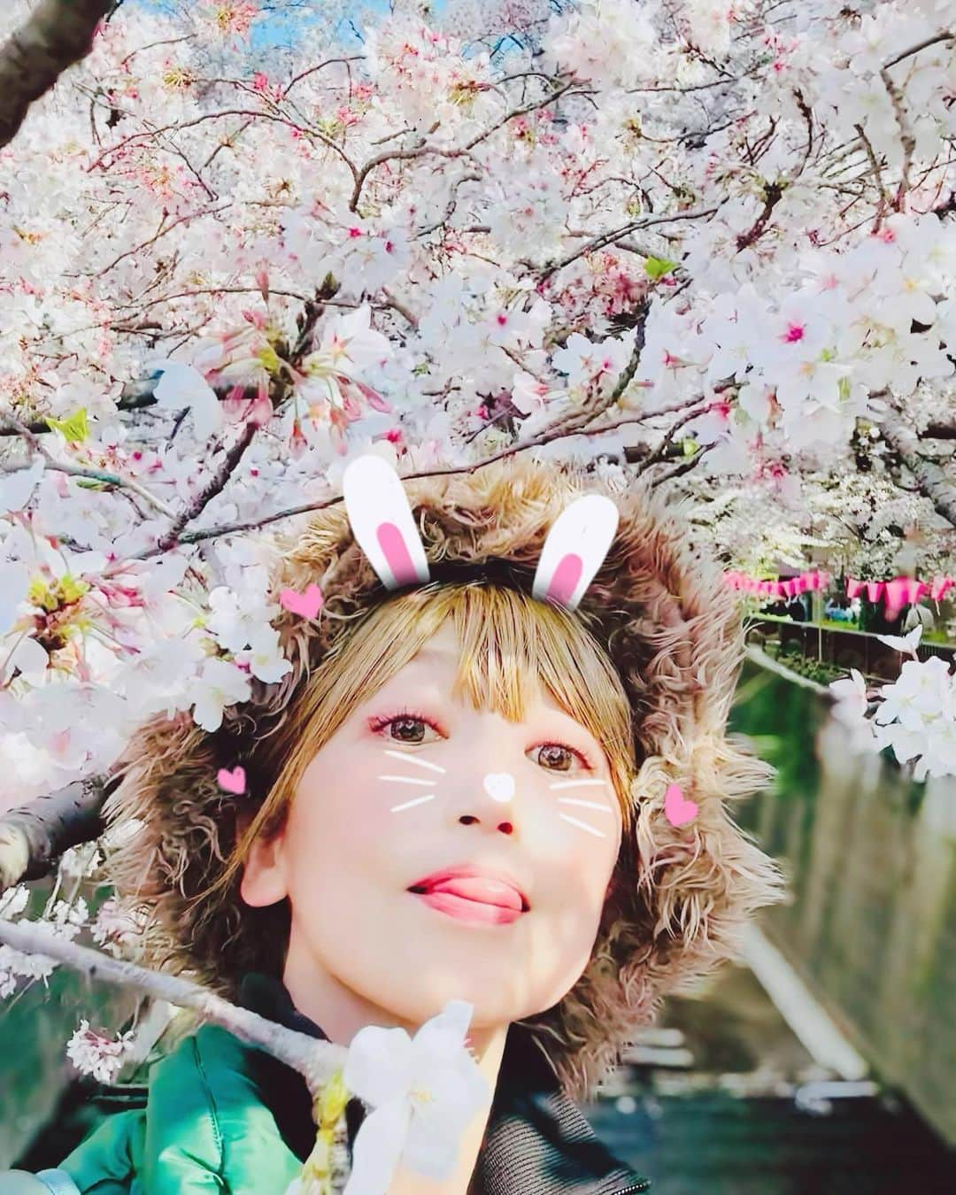 広崎うらんのインスタグラム：「4月1日🌸 先日通りすがりに桜からいっぱい春のエネルギーを受けて幸せでした😚🌸  It’s Japanese spring 🌸  #桜 #目黒川 #目黒川の桜 #sakura #japan #japaneasespring #cherryblossom」