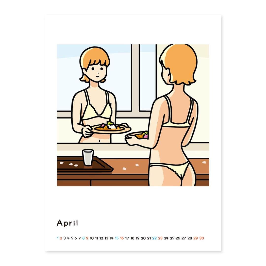 白根ゆたんぽのインスタグラム：「4月〜。新生活始まると鏡見る機会が増える人もいるのかな、ということでグラビア写真集でもよく使われる「鏡もの」やってみましたよ。お尻も胸も見れるのでした。桜の花びらも添えてw  カレーはカレーちゃん家のキーマカレーとエビのトマトカレー2種盛りです。 #BIJINCURRYCALENDAR2023」