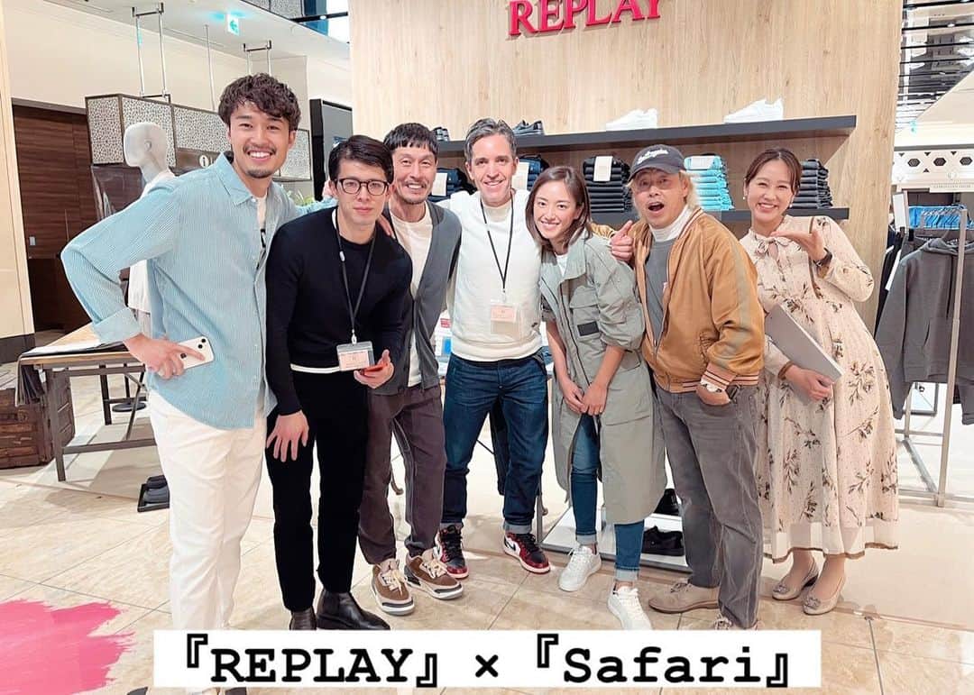 夏美のインスタグラム：「センター(真ん中)から時計周り リプレイ社長リカルドさん Safariトップスタイリスト木村さん　@kim2san  MCアナウンサー矢野さん　@yanomi.na.mi  REPLAYりんたろうさん @rintaro___h  REPLAY 太希さん　@taikiblue  Safari副編集長　町中さん　 ＊ REPLAYのみなさん Safariのみなさん 本当にありがとうございました！ Thank you🙏🙏💖」
