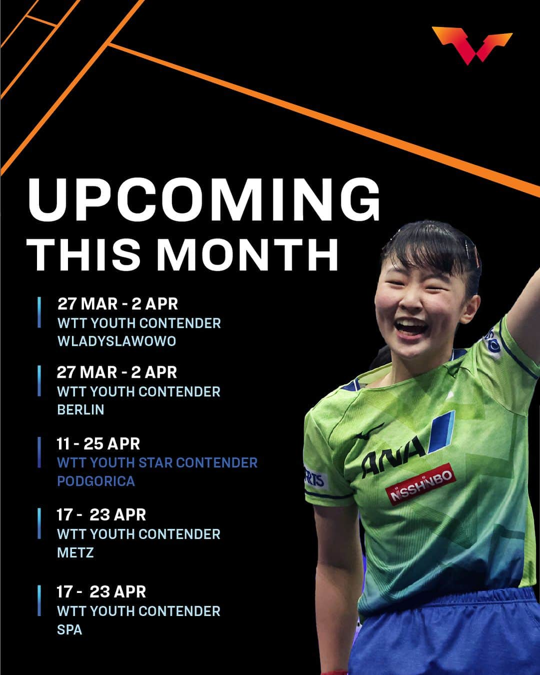 ITTF Worldさんのインスタグラム写真 - (ITTF WorldInstagram)「Are you ready for a thrill-filled April? 4️⃣🌟  Here's all the action going down this month with so much to look forward to! 🤩   #WTTYouthSeries #WTTFeederSeries #WTTStarContender #WTTChampions」4月1日 17時00分 - wtt