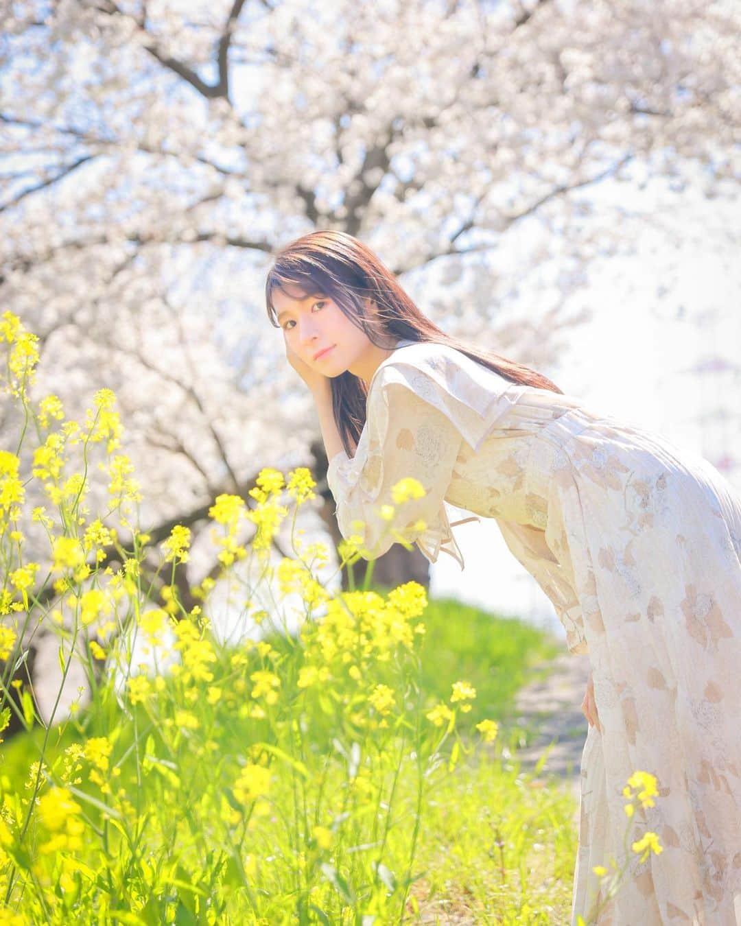 ちかちゃさんのインスタグラム写真 - (ちかちゃInstagram)「. 4月だ！！ はやい。 . . . photographer: @sak1photo #さきふぉと専属モデル #portrait #ポートレート #桜 #さくら #菜の花」4月1日 18時08分 - ch1kaphoto