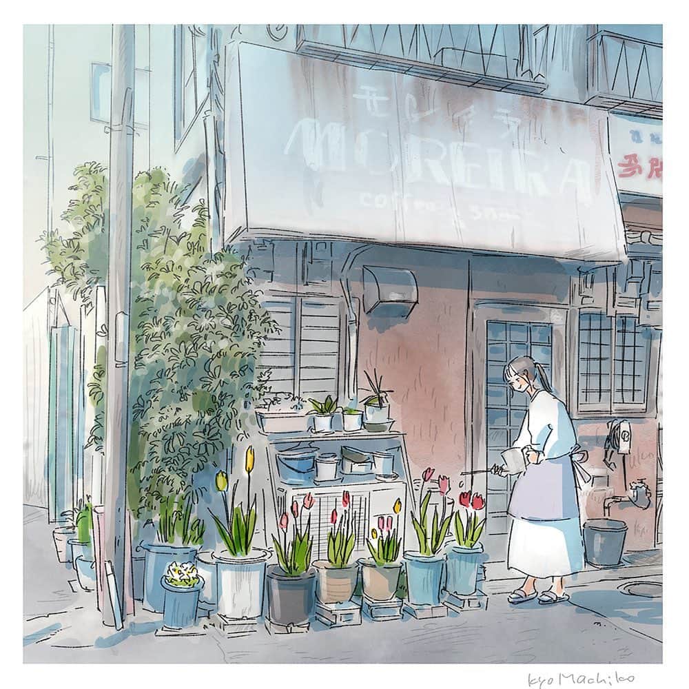 のインスタグラム：「Bloom Bloom. April 1, 2023 /2023年4月1日、咲いた咲いた  #今日マチ子 #kyomachiko #今日町子」