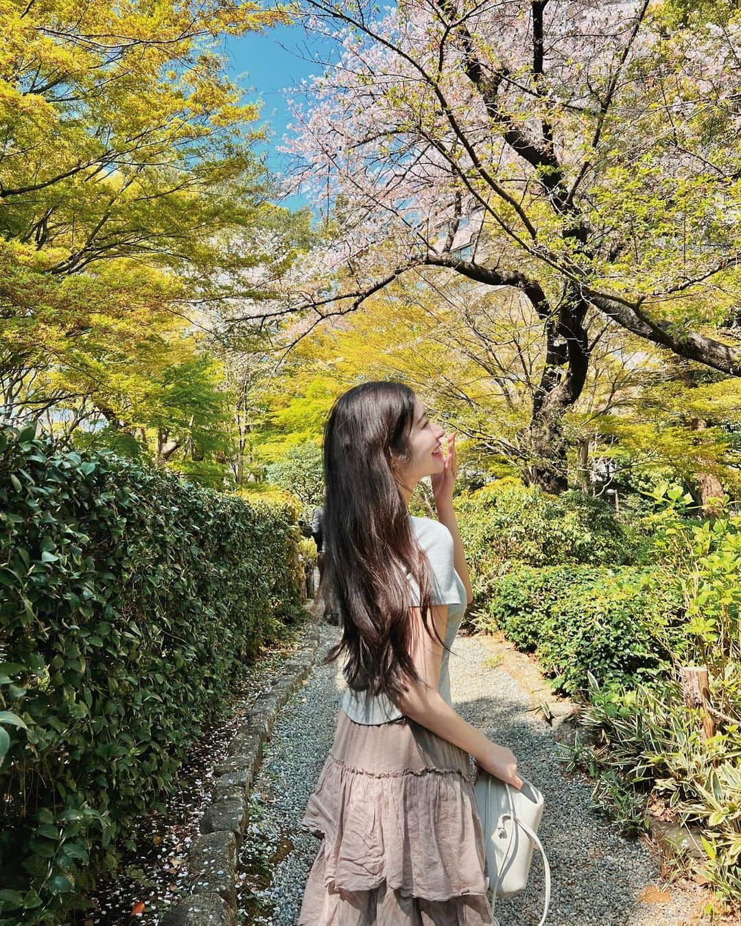 加藤美南のインスタグラム：「🌞  #桜 #桜スポット  #御殿山 #御殿山庭園 #御殿山さくらまつり」