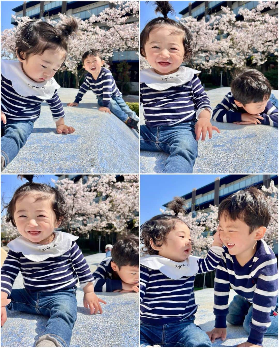Ayaさんのインスタグラム写真 - (AyaInstagram)「ぐだぐだやけど可愛い👶🏼👦🏼🌸 すくすくと成長してるなあ💕  玩具の取り合いで喧嘩ばっかりな毎日やけど、 たまに静かに一緒に遊んでるのを見るとほっこりする☺️🌸  あぁ〜兄弟って良いなって思う瞬間😌💕  #兄弟#男の子#男の子育児#0歳#3歳#3歳差育児#男の子ママ  #天パベビー#お揃いコーデ#兄弟コーデ」4月1日 20時10分 - aya__fit