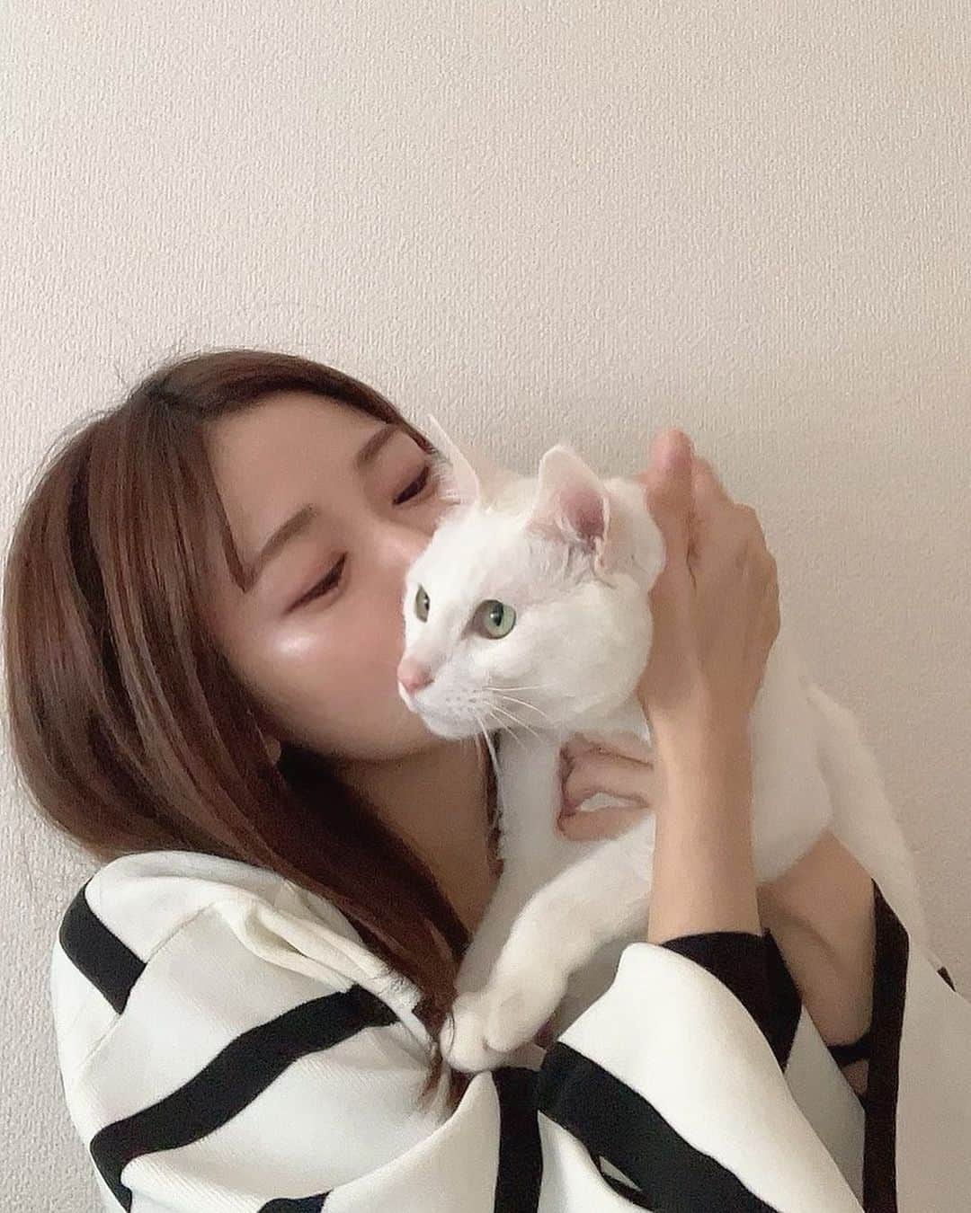 長谷川ゆうのインスタグラム：「これからもずーっと一緒だよ🐾  3歳になったチャイくんも 毎日幸せに暮らせるよーに頑張るからね！  最近ますます 顔が似てると良く言われます  . .  #happybirthday #cat #catstagram #保護猫」