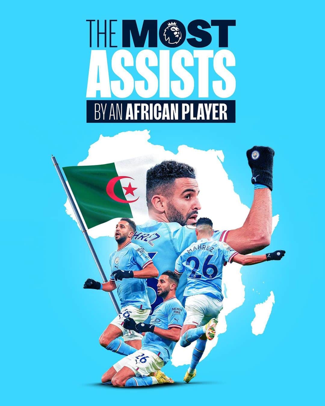 リヤド・マフレズのインスタグラム：「The most @premierleague assists by an African player 🤩」