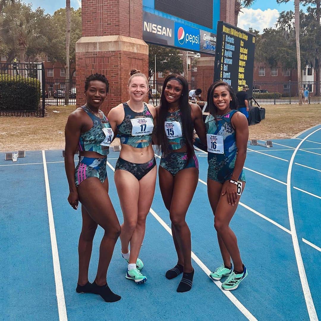 ジーナ・ルケンケムペルのインスタグラム：「Nice season opener in the 4x1 with the team 🔥🔥🔥🔥  #pureathletics」
