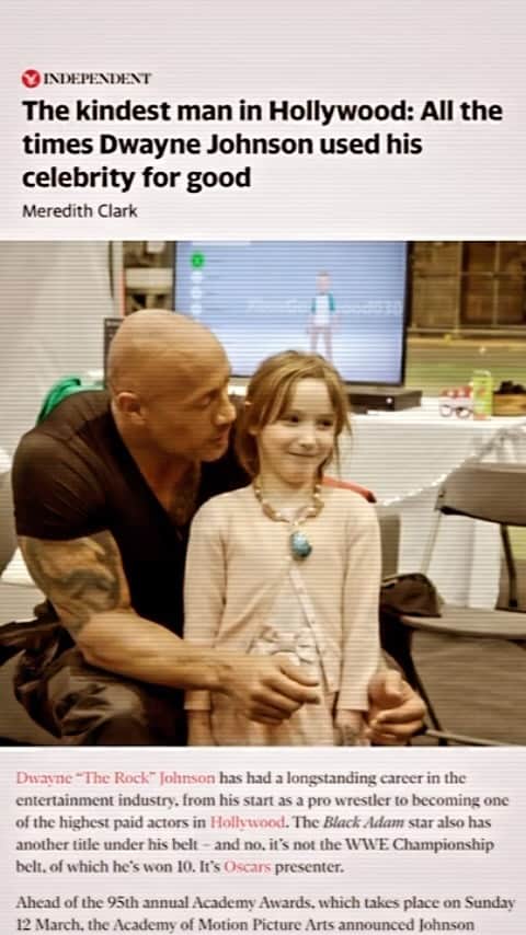 ドウェイン・ジョンソンのインスタグラム：「From a teenager who was arrested multiple times for fighting, theft and other fun stuff — to now being known as “the nicest man in Hollywood”.  I’d say that kid did alright.   A very nice piece from @the.independent.  Thanks Meredith Clark 🥃  I heard a quote when I was 15yrs old that changed my life:  It’s nice to be important, but it’s more important to be nice.   And man I’ll tell you from experience - that the thing that actually matters most in life, isn’t what your bank account says, what you do for a living, who you vote for or what kind of car you drive…  the thing that matters most in life, is how you make people feel.   How you treat EVERYONE.   And don’t ever buy into that B.S. that nice guys finish last — nice guys finish first because they’re confident that they can impact the world 🌎 😉🥇   Kindness is sexy AF 🙋🏽‍♂️😘 😂  #makepeoplefeelgood❤️」