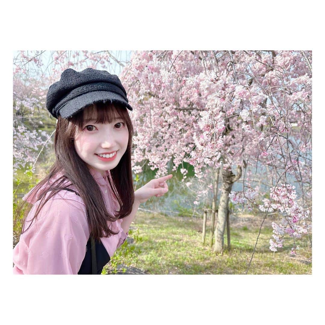 石井奏美のインスタグラム：「この週末はお花見日和でしたね🌸 皆さんお花見はできましたか？  春は桜に合わせて 自然とピンクコーデになってしまう👚  今日も1日お疲れ様でした💐🧸 明日も笑顔でいきましょ〜！  #岡山#香川#アナウンサー #お花見#お花見コーデ#ootd」