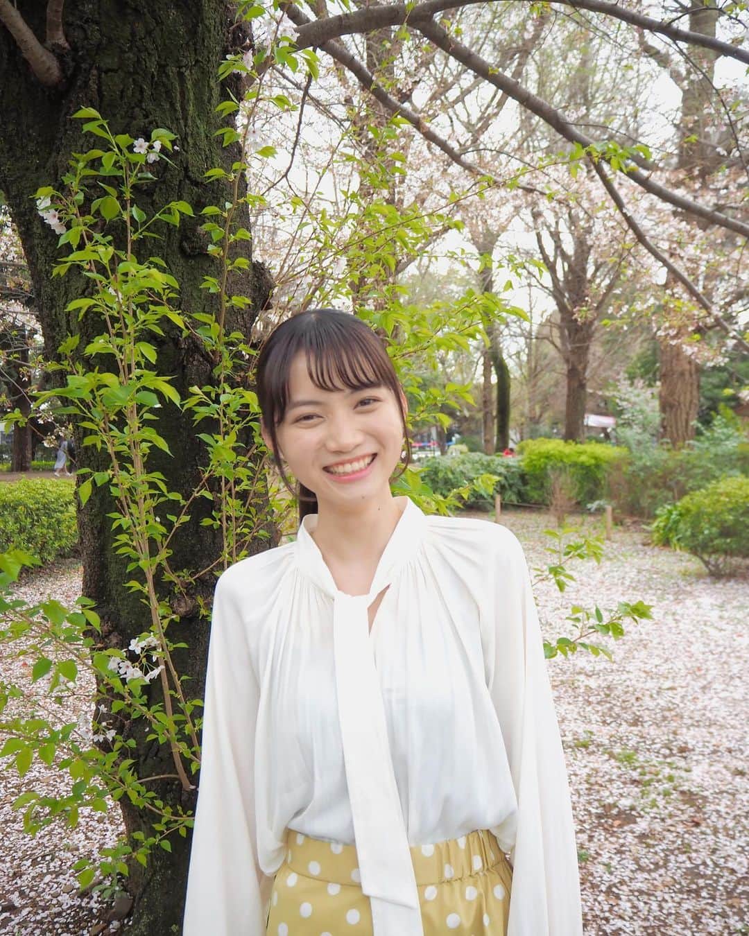西垣有彩のインスタグラム：「桜の絨毯🌸 #いちご飴#食べました#東京#上野#🐼#桜#西垣有彩」