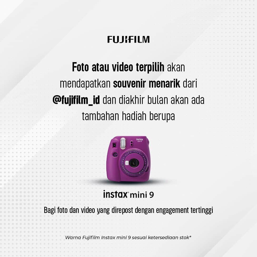 FUJIFILM INDONESIAさんのインスタグラム写真 - (FUJIFILM INDONESIAInstagram)「Yuk ambil kamera Fujifilm-mu untuk hunting foto atau bikin video!  Dapatkan kesempatan di repost oleh kami dengan cara upload foto atau video terbaik kamu menggunakan produk Fujifilm dengan menyertakan hashtag #fujifilm_id dan tag @fujifilm_id.   Foto atau video terpilih akan mendapatkan souvenir menarik dari @fujifilm_id dan diakhir bulan akan ada tambahan hadiah berupa Fujifilm Instax Mini 9 bagi foto dan video yang direpost dengan enggagement tertinggi.  Ayo tunjukkan karyamu dengan kamera Fujifilm sekarang!  #FujifilmIndonesia #fujifilm_id #10YearsofXMount」4月2日 14時00分 - fujifilm_id