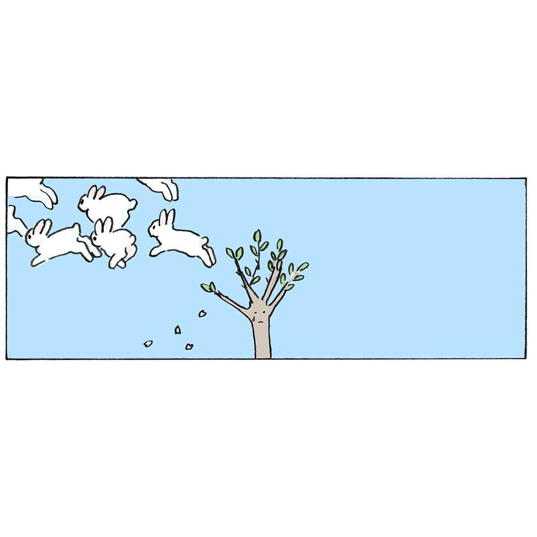 森山標子(しなこ)/Schinakoさんのインスタグラム写真 - (森山標子(しなこ)/SchinakoInstagram)「Bunny clouds and a cherry tree🌸 うさぎ雲と桜の木🌸🐇☁  うさぎさんの愛しさをいろんな空想で表した4コマ本🐇☁️ 「うさぎ雲といっしょに」KADOKAWAから3/29に発売です📚 https://www.kadokawa.co.jp/product/322210000654/  Amazonでは特典付きです📱 https://amzn.asia/d/7ujJ6cg」4月2日 15時26分 - schinako