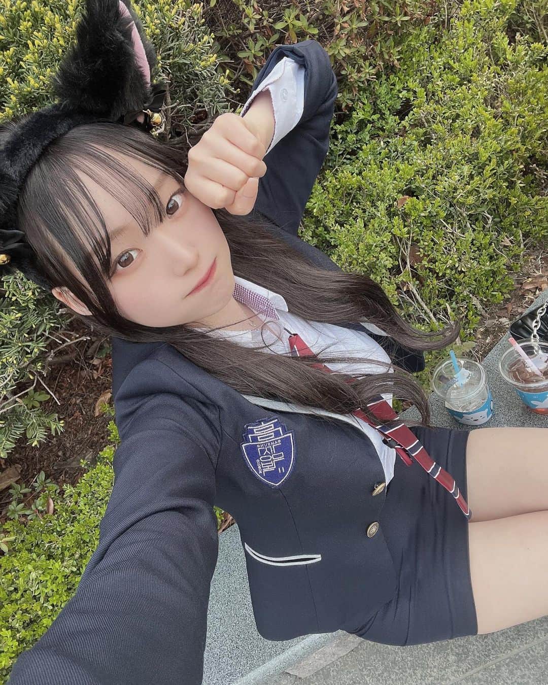 ゆうなのインスタグラム：「韓国のJKになった^..^♡にゃん」