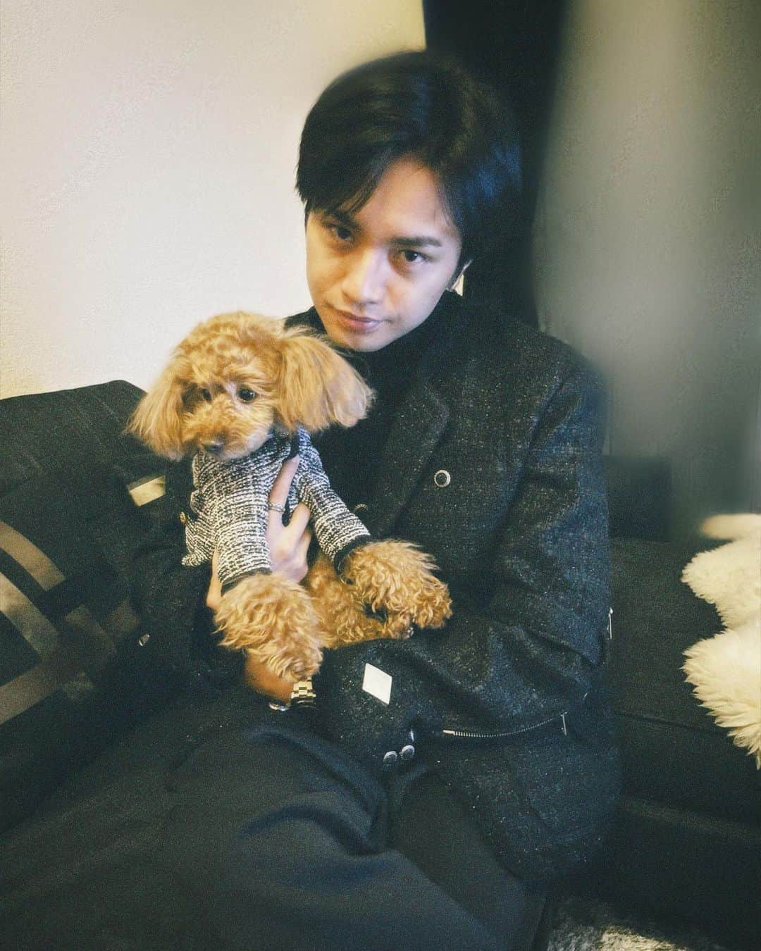 中島健人さんのインスタグラム写真 - (中島健人Instagram)「服もなんとなくお揃い。 Twinning with my little sunshine, Bonita.  I ‘woof’ you.   #dog #OOTD #fashion #pets #family #love #Bonita」4月2日 21時19分 - kento.nakajima_313