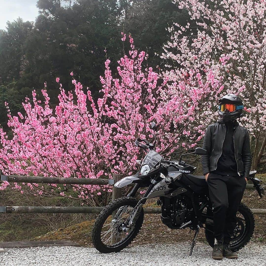 伊阪達也のインスタグラム：「まだ寒かった  #バイク最高  #rx125 #hyenait」