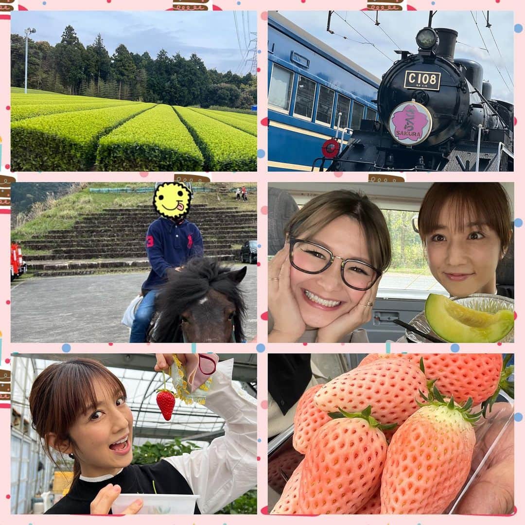 小倉優子さんのインスタグラム写真 - (小倉優子Instagram)「今日は、曽根ちゃんファミリーと 静岡県の掛川に遊びに行きました✨✨  初めてのＳＬに子供達も大興奮 🌟  滑り台  ポニー  いちご狩り （　#あきひめ　）  とにかく楽しい一日でした💕  静岡の　#アローマメロン  今まで食べたメロンで一番甘くて 美味しかった〜❗️❗️❗️❗️❗️」4月2日 22時21分 - ogura_yuko_0826