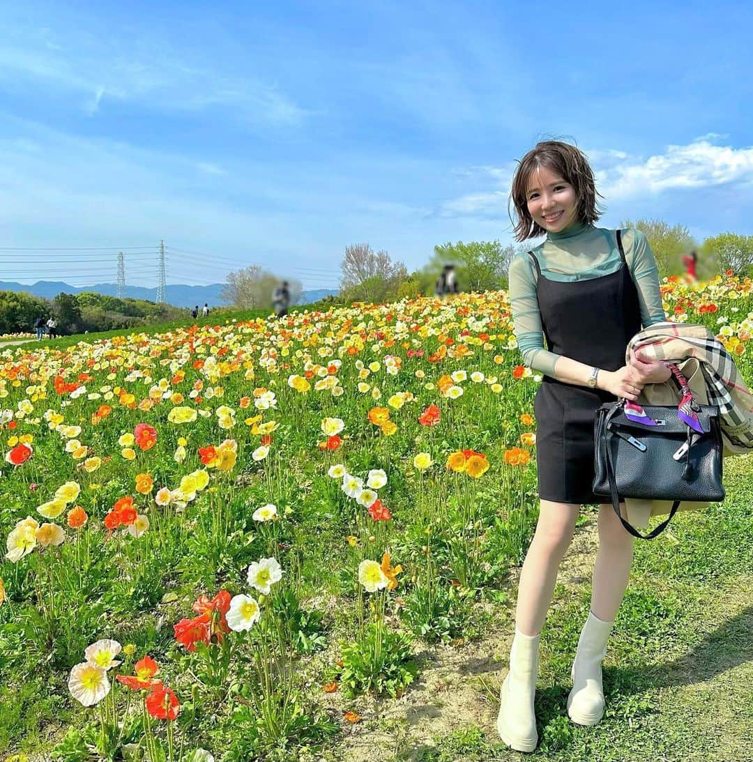 nyaachanのインスタグラム：「* 強風で髪の毛死んだけど 春のお花たくさん見れた☺️ 桜🌸見に行ったけど桜は結構青葉でてて、かわりにチューリップ🌷が満開で、ポピーもみれた☺︎  お花ってやはり癒されるね😌 4月もがんばろって心から思った。 いつも思ってるけどさらに思った。 感謝感謝です🙌🥲  高槻って万博近いんだよ☺️←今日知ったけどw 普段は美容クリニック＋高槻で看護師サロン @maru.taron  にて、小顔作り・美肌作りしております☺️❤️  #万博記念公園#チューリップ畑#ポピー#桜#sakura#春の花#春の花壇#4月#April #美容ナース#美容ナースの日常#美容看護師#看護師サロン」