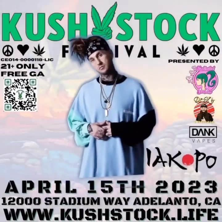 ヤコポのインスタグラム：「Excited to be performing @kushstock it’s gonna be epic see you there 💚🔥💨  #kushstock #kushstockfestival #iakopo #iakopomusic #reggae #california」