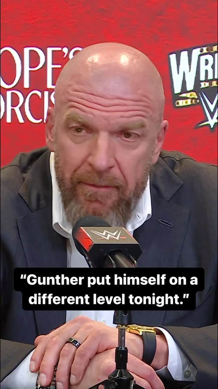 トリプルHのインスタグラム：「@tripleh had massive praise for @wwesheamus, @dmcintyrewwe & @gunther_aut after their #ICTitle Match. #WrestleMania」