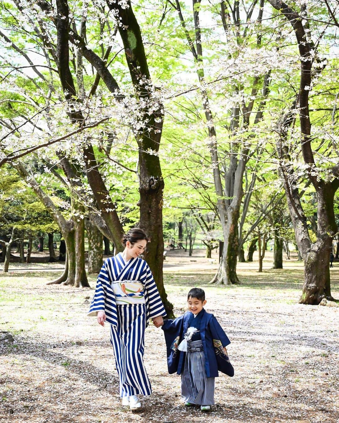 藤田志穂さんのインスタグラム写真 - (藤田志穂Instagram)「桜の七五三🌸 ・ 10月11月はメインの仕事でバタバタだったのもあり、ばぁばのアドバイスで桜の七五三にする事に☺️ ・ 桜の開花予定を日々チェックしていたのに、予定日が雨で日程を変更したりとハプニングもあったけど😂 ・ 時期的に、着物のレンタルやカメラマンさんのスケジュールも変更がきいたので、どうにか桜の季節に撮る事が出来て良かった🥹🙏✨ ・ 子鉄の年齢的にも、慣れない着物を着ながらでもグズらずに最後まで撮影する事が出来たし、暖かいし、これから七五三の写真を撮る方には是非オススメしたいです🙌 ・ ただ、千歳飴は事前にネット購入しておく事と、場所によってはお花見をしている人が写り込まないようにするのが大変かも😂 ・ あとは、桜の開花&満開時期の見極めと天候😂 ・ だとしても、私的には季節的にも明るい仕上がりになって良かったなと思います☺️🌸 ・ 写真が選べないので、取り急ぎ投稿🫡 ・ そして 子鉄を笑わせる為に、母ちゃんは終始必死です（最後の動画の写真が1枚目🤣） ・ #七五三 #七五三5歳 #七五三男の子  #桜の七五三 #代々木公園 #753」4月3日 11時19分 - shiho_fujita44