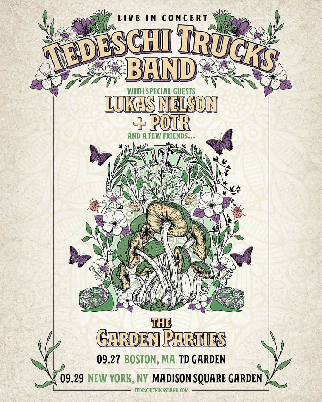 テデスキ・トラックス・バンドのインスタグラム：「Announcing the Garden Parties at Boston’s TD Garden Sept. 27th & New York City’s Madison Square Garden Sept 29th - TTB's largest headline show to date! Tickets on sale now. #TheGardenParties @lukasnelsonofficial @livenation @relixmag」