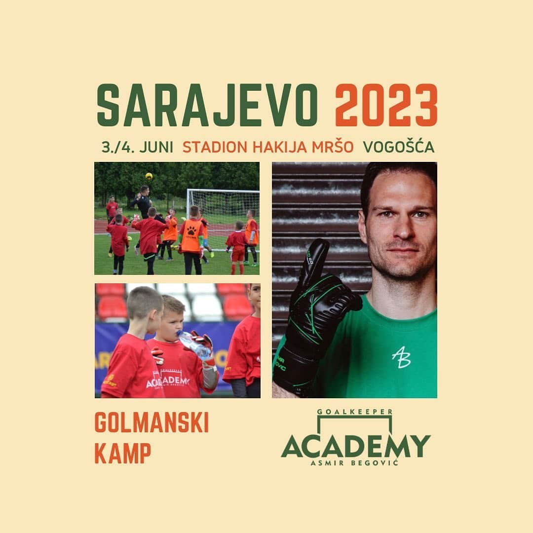 アスミル・ベゴヴィッチのインスタグラム：「Nas ljetni kamp se vraća u Sarajevo! Prijave su sada otvorene! Za vise informacija idite na stranicu https://ab1academy.com/kamp-sarajevo-2023/ 🆎🧤🇧🇦」