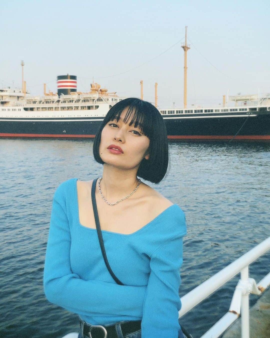 佐藤乃莉さんのインスタグラム写真 - (佐藤乃莉Instagram)「このお船のカラーリング可愛いよね🚢  #ship #船#outfit#デコルテ」4月3日 17時13分 - nori_sato_