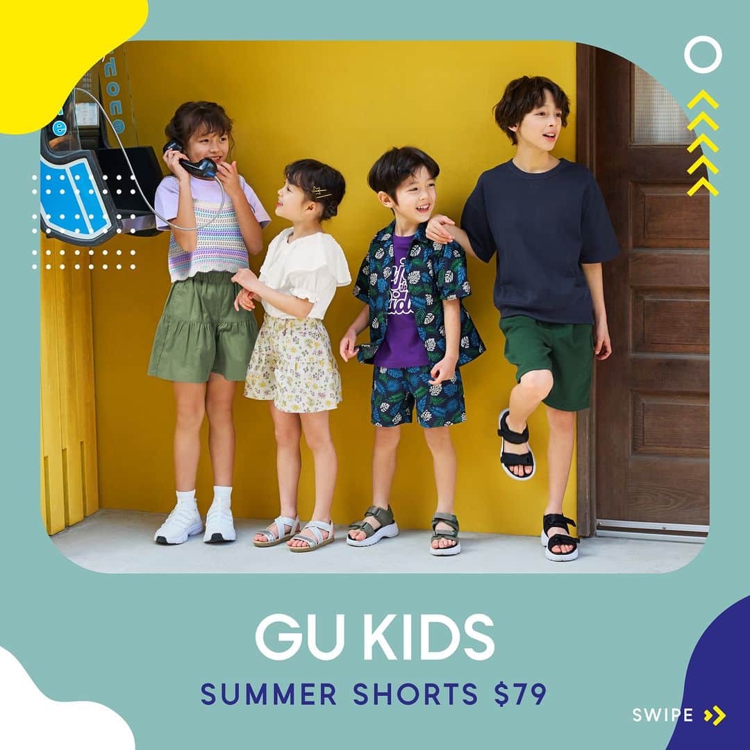 のインスタグラム：「【👦🏻🧒🏻 GU KIDS $79 SUMMER SHORTS‼️】GU為你推介多款不同剪裁及色調的童裝短褲，讓你的孩子們於今個夏日盡情玩樂🥳！備有110-150尺碼，而且仲喺全線門店及網上旗艦店都有發售🛒，絕對方便24 x 7忙碌嘅爸媽呢💯 - GU認為孩子一樣可以享受「時尚自由」，喺兼顧舒適度同設計感嘅服裝中找到穿搭樂趣，例如雙面閃片Ｔ恤✨、穿脫方便嘅設計短褲🩳，做個醒目可愛嘅寶寶！GU KIDS有3大貼心點： 1️⃣ 舒適材質：柔適親膚，適合活潑好動嘅孩子 2️⃣ 高CP值：驚喜價格加上設計感，無慮購入多款作替換 3️⃣ 著用性高：周末出遊、居家日常，任何場合都實用得體 - ✨ GU網絡旗艦店現已開幕！ 📲 即下載GU手機應用程式隨時隨地享受東京時尚樂趣！ 🔗 或到IG帳戶頁點擊連結直接購買！ - #GUHongKong #YourFreedom #GUKids #Kidswear #Summer #Shorts」