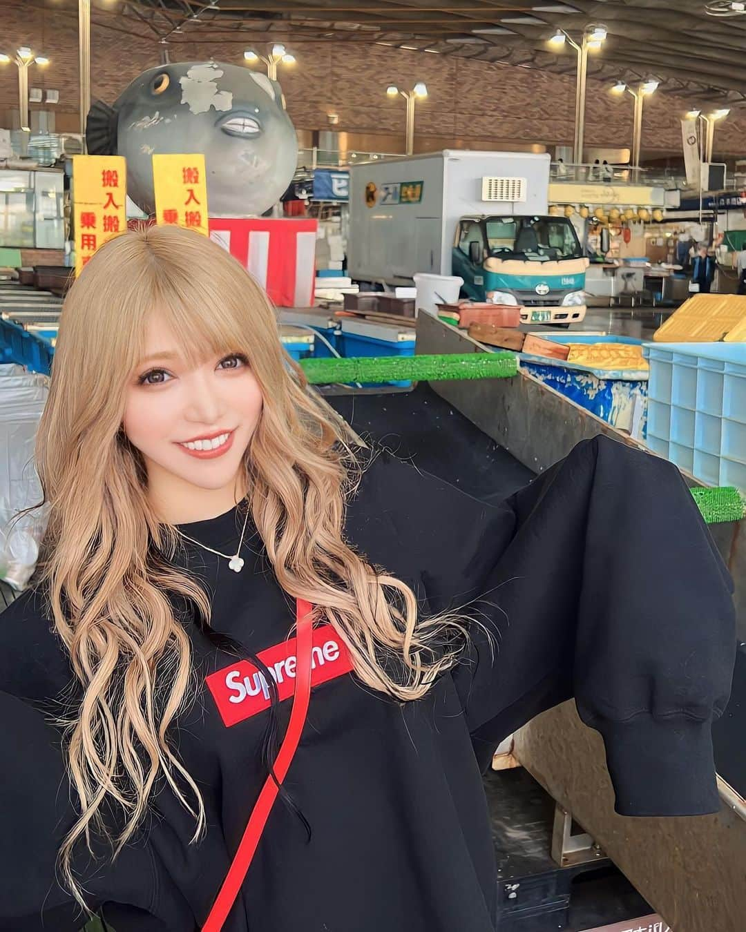 芹野莉奈のインスタグラム：「唐戸市場🐡🐠🐟  山口県下関市でのイベント後‥   スタッフさん達が唐戸市場に連れてきてくれました😍  もうこれが最っっ高に楽しかった🥲❤️  市場の雰囲気も楽しすぎたし なにより海鮮うまいィィィ🥲❤️  あー楽しかった🐡🐡🐡🐡🐡  #山口県 #山口県下関市 #下関 #関門海峡 #下関ラウンジ #下関バー #下関キャバクラ #ラウンジ嬢 #キャバ嬢 #唐戸市場 #ゲスト出勤 #来店イベント #クラブダヴィンチ #2周年 #周年イベント #唐戸市場🍣 #唐戸市場で朝ごはん」