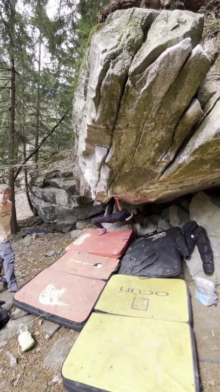 のインスタグラム：「Yesterday I left my harness at home and I let myself be guided by @overchalked in their habitat🪨 at first I felt a bit lost without a spit line to follow but at the end I had fun and climbed some cool lines: - bogaboo rider 8a✅ 📹 @overchalked  - dal profondo del lato oscuro 8a✅ - salsa tartara 7c✅ - ganja tartara 8a ❌ fell at the last hold before starting bleeding too much🩸 But you can check the real performance in my stories😅 . . #climbing_pictures_of_instagram #picoftheday #loveclimbing #climbforlife #escalade #escalada #grimper #klettern #montura #wildclimb  #italy #rome #bomber #instagood #instalike  #instagram  @montura_official @wildclimb @fiammeoromoena @dao_sport @visittrentino @team_edelrid @monkey.hands」