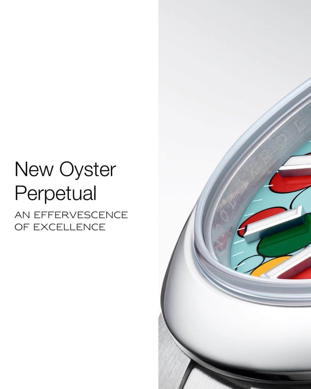 rolexさんのインスタグラム写真 - (rolexInstagram)「The new dial motif of the Oyster Perpetual is composed of differently sized bubbles fringed with black and encapsulates five vivid colours: candy pink, turquoise blue, yellow, coral red and green. This effervescent, euphoric design is the product of masterful technique. The dial decoration is carried out in strictly controlled conditions and requires the utmost precision at every stage to create a marvel of colour. #Rolex #OysterPerpetual #WatchesandWonders2023」4月4日 0時00分 - rolex