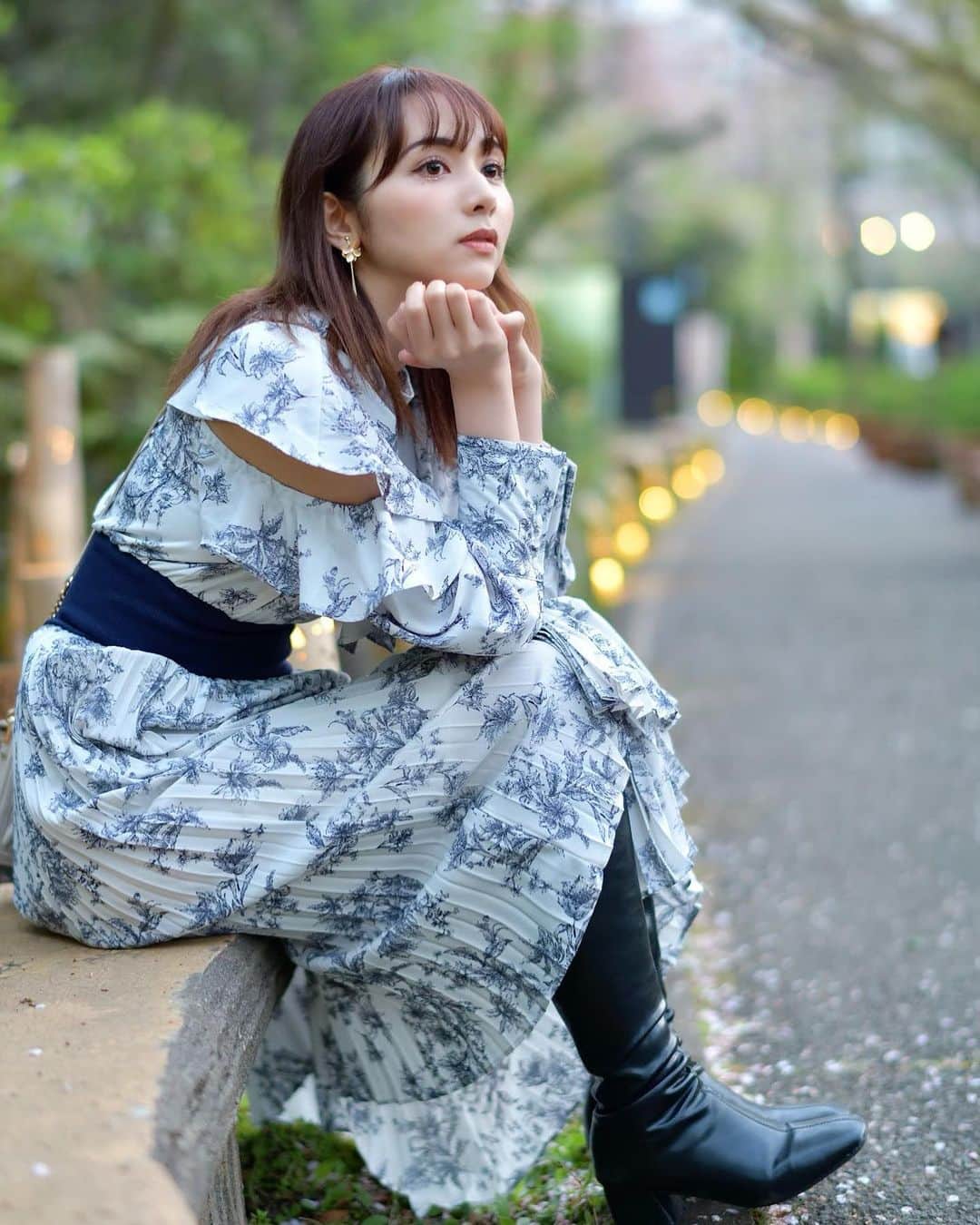 瀬野ユリエのインスタグラム：「おやすみなさい😴💤❤️ #桜#sakura#よみうりランド#撮影会#春#写真好きな人と繋がりたい#カメラ好きな人と繋がりたい#被写体#モデル#model」