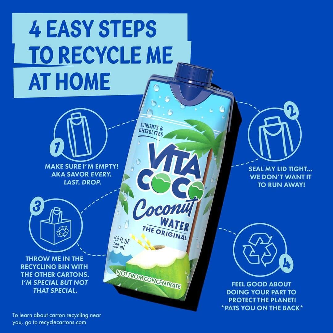 Vita Coco Coconut Waterさんのインスタグラム写真 - (Vita Coco Coconut WaterInstagram)「We make it so easy to recycle there’s really no excuse not to.」4月4日 2時42分 - vitacoco