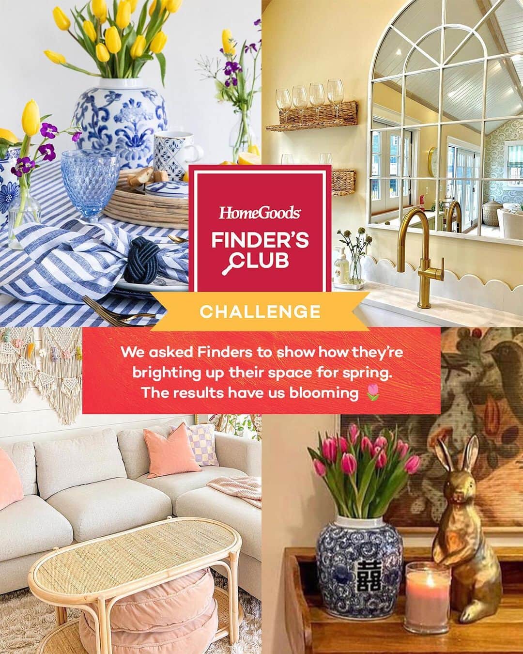 のインスタグラム：「Spring stylin'! Swipe to see the bright, colorful finds you shared for our latest Finder’s Club Challenge. 🌷   Finders featured: @tableanddine, @mainstreethomene, @jordynhadwin, @myeclecticabode」
