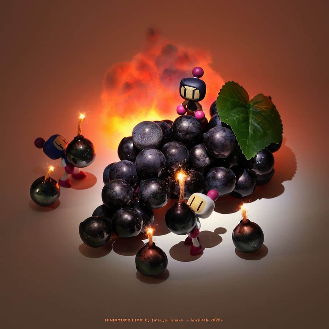 田中達也さんのインスタグラム写真 - (田中達也Instagram)「“Grapes Bomb” ⠀ おいしさ爆発！ ⠀ #💣 #Bomberman #ボンバーマン ──────────────────── 《EXHIBITION info》 ⠀ 【MINIATURE LIFE展 in 富山・氷見】 MINIATURE LIFE EXHIBITION in Toyama until :  Apr. 9, 2023 ⠀ 【MINIATURE LIFE展2 in 山形】 MINIATURE LIFE EXHIBITION2 in Yamagata until :  Apr. 16, 2023 ⠀ 【small MUJI展  日用品のたのしみ方】 small MUJI -Enjoying Everyday Item- until :  Apr. 23, 2023 ⠀ 【ミニチュアライフ 神戸エアポート】 MINIATURE LIFE × KOBE AIRPORT ⠀ ────────────────────」4月4日 7時00分 - tanaka_tatsuya